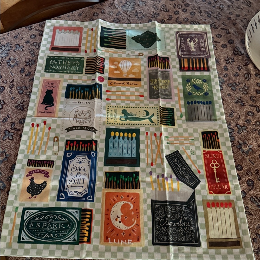 Anthropologie Dish Towel embroidered matches perfect colorful tea home decor - Picture 3 of 6